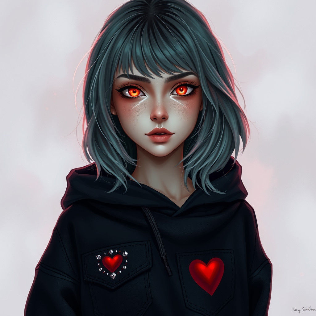 Striking Portrait of a Young Woman with Vivid Eyes