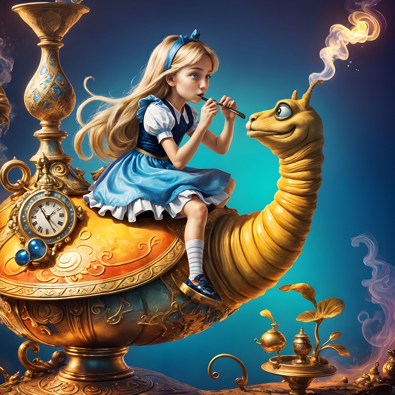 Alice in Wonderland on Aladdin's Lamp