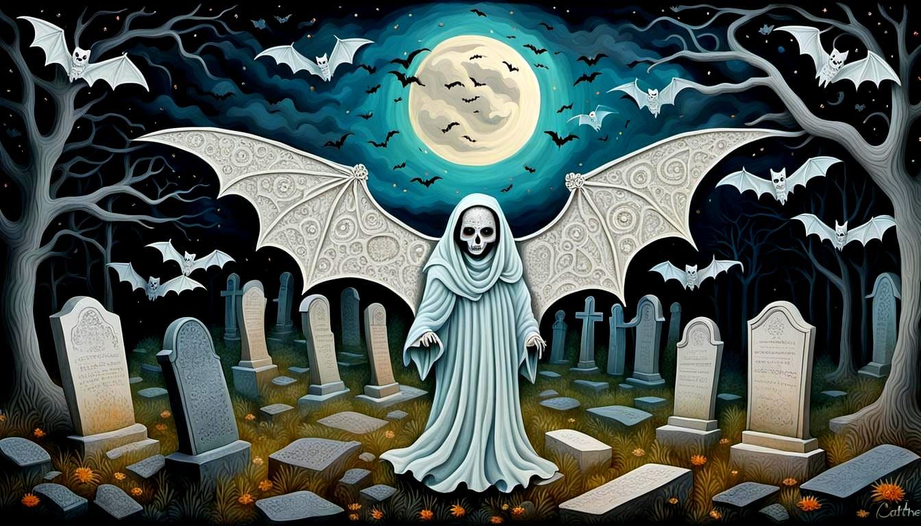 Psychedelic Ghost Portrait in Alebrije Style