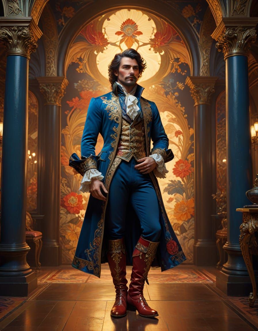 Regal Merchant in Opulent Baroque Setting
