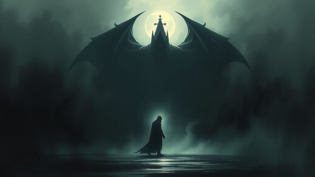 Mysterious Figure in a Haunting, Dark Atmosphere