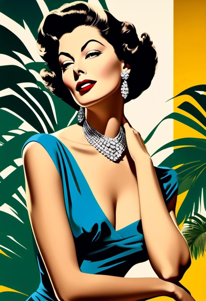 Ava Gardner Pop Art Portrait in Balenciaga Dress