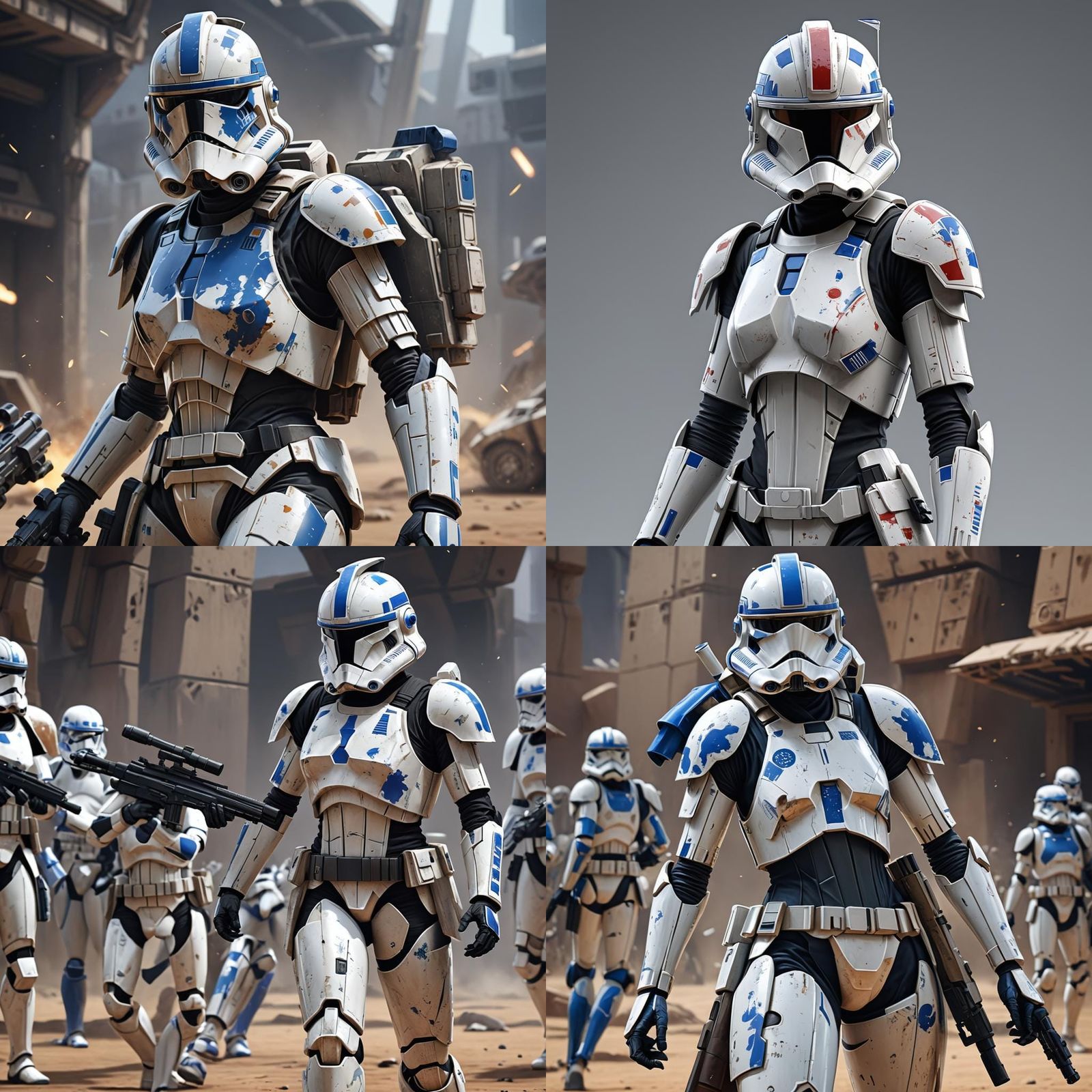 Female Clone Trooper 501st in 3D Anime Style