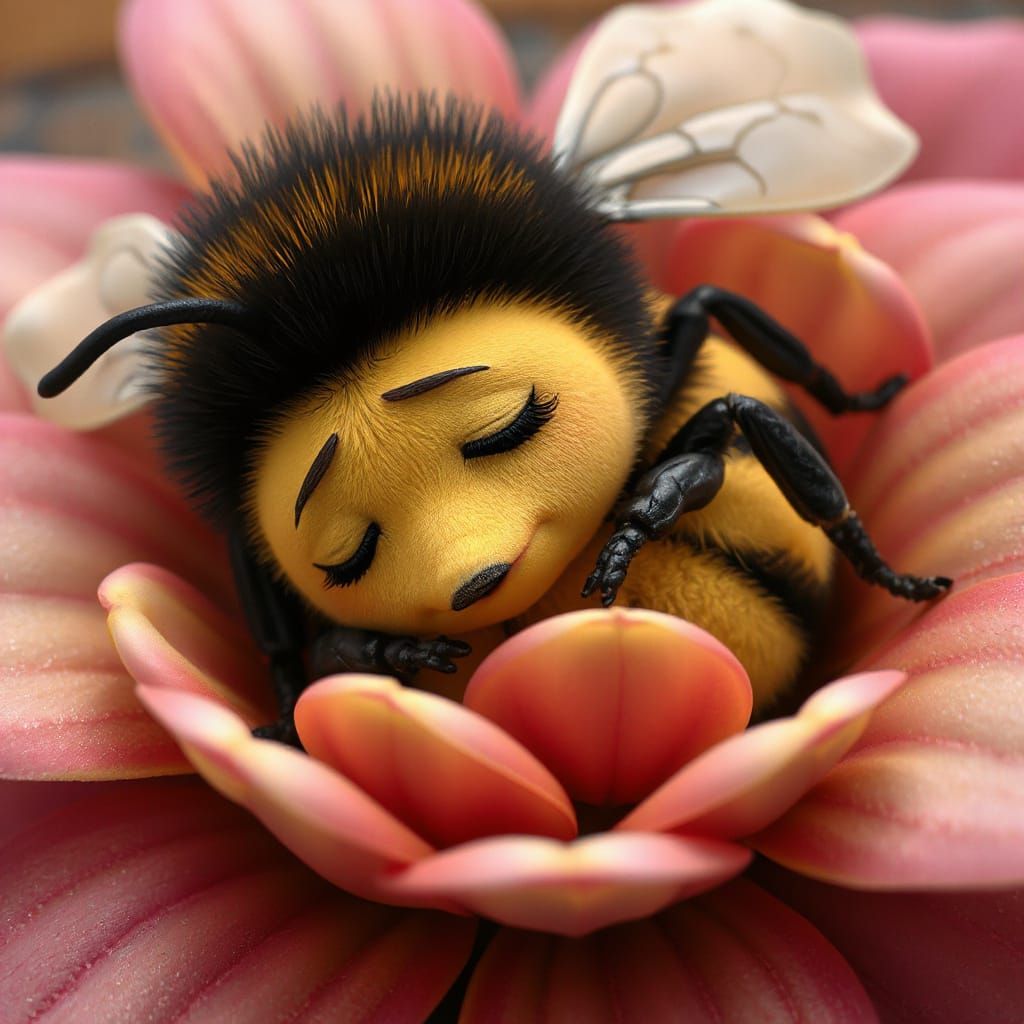 Relaxing Cartoon Bee Taking a Nap