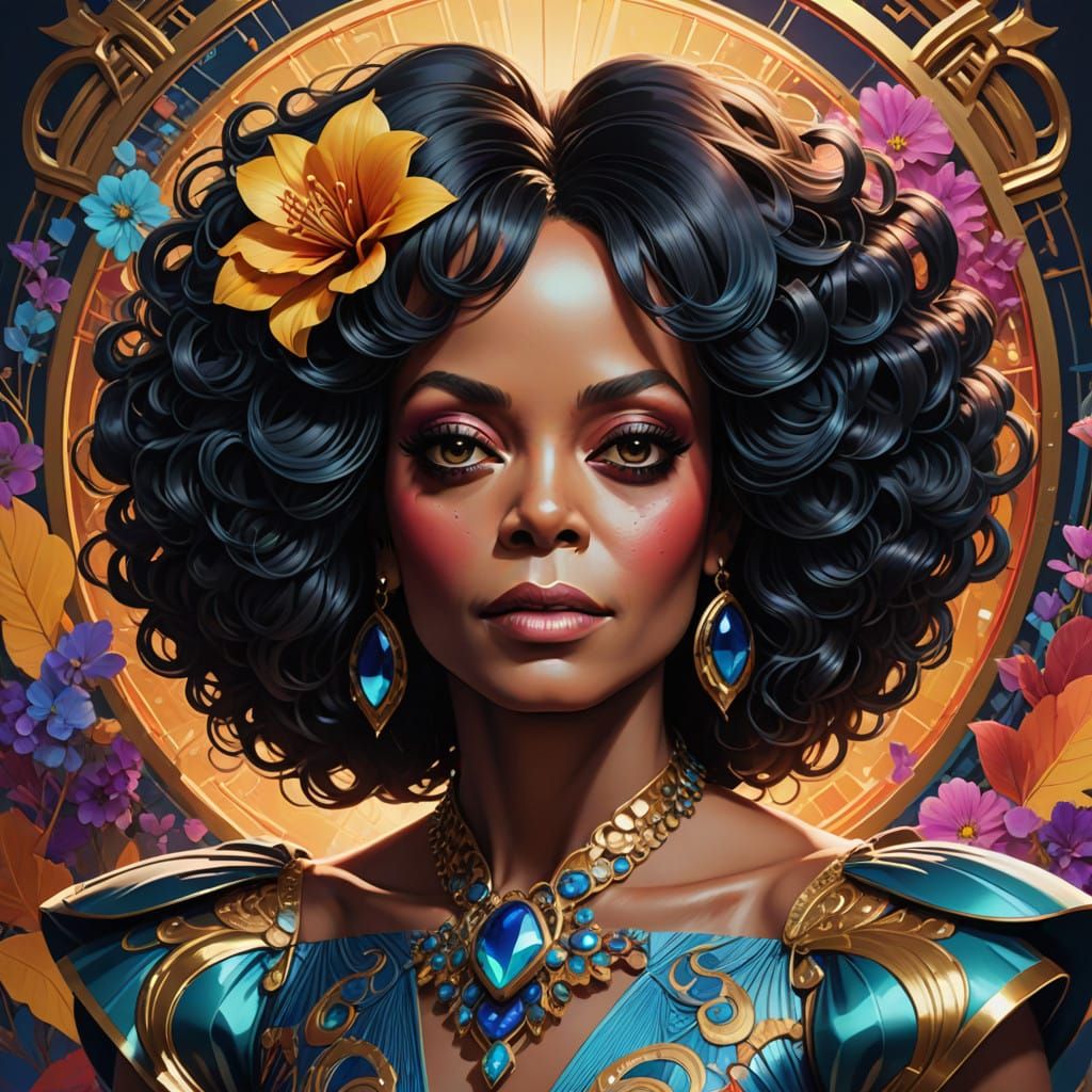 Glamorous Portrait of a Legendary Singer in Art Nouveau Styl...