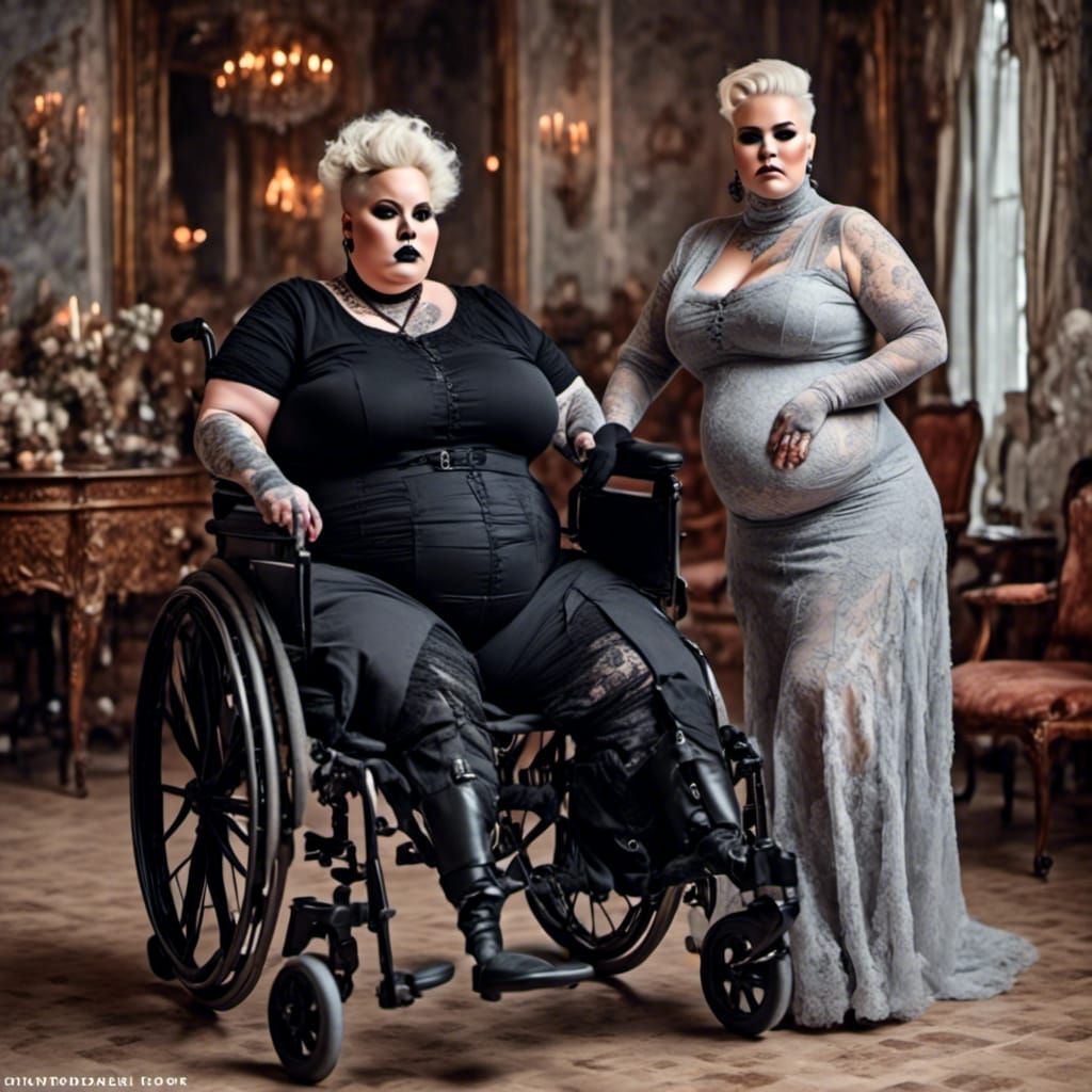 Curvy Woman in Wheelchair with Corset and Casts