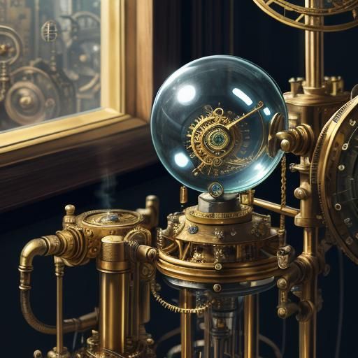 Steampunk Time Machine in Victorian Laboratory