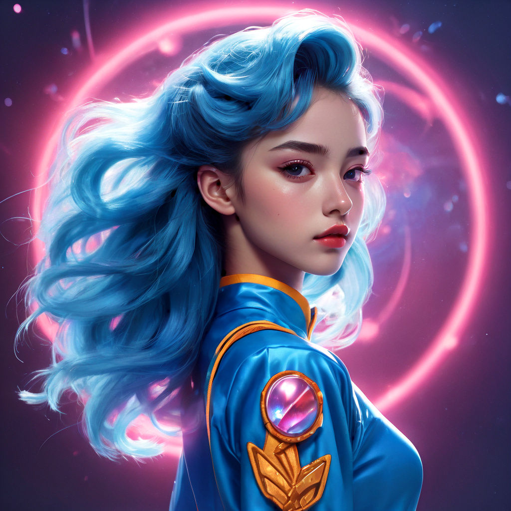 Sailor Scout Bodybuilder in Futuristic Cosmic Battle