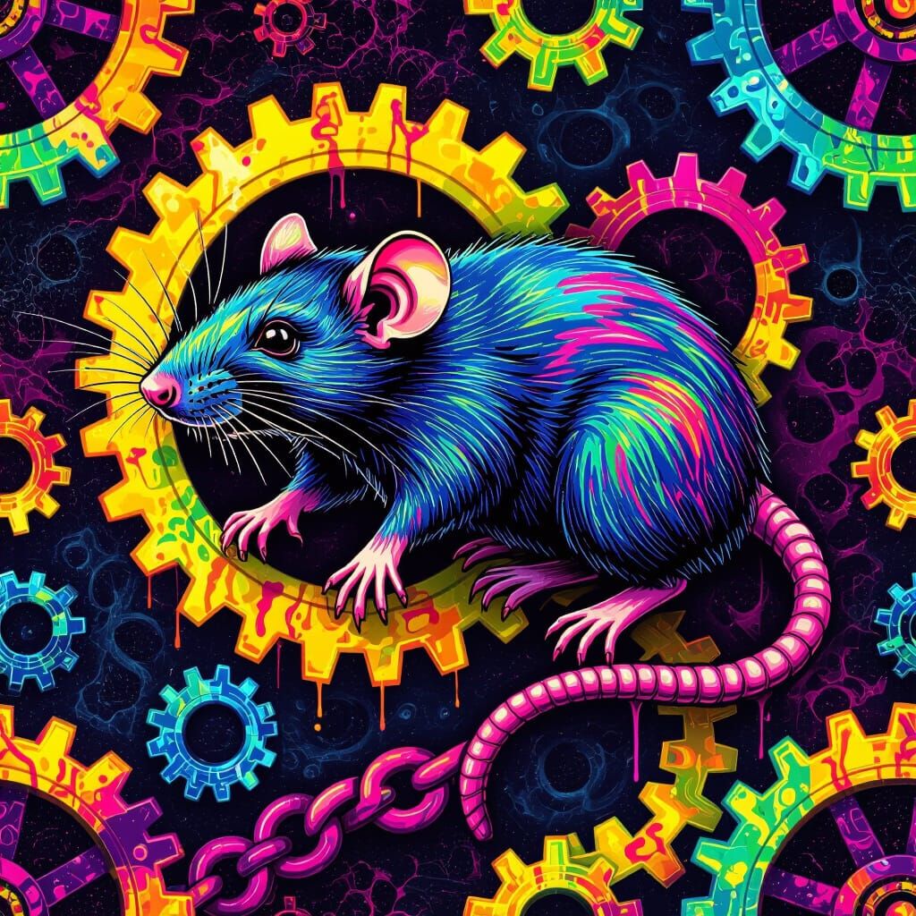 Trippy Rat Race with Neon Cogs and Laces