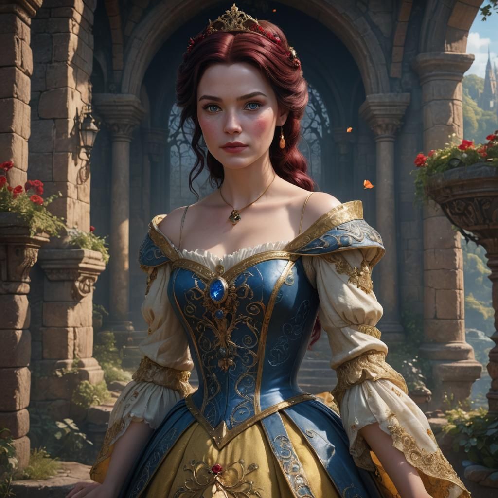 Princess Belle with Ruby Red Hair Lock