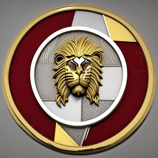 Heraldic Lion Challenge Coin in 3D Style