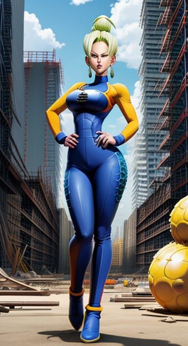 Dragonball Spongebob Woman in Construction Site