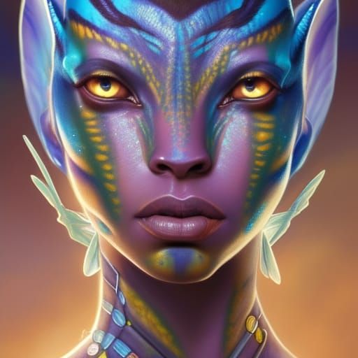 Beautiful Na'vi Portrait in Art Nouveau Style