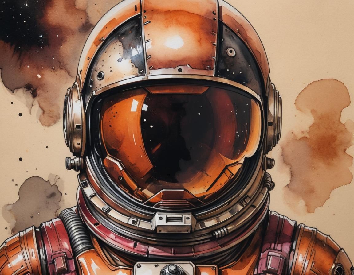 Super Close up image of a spaceman’s helmet :.