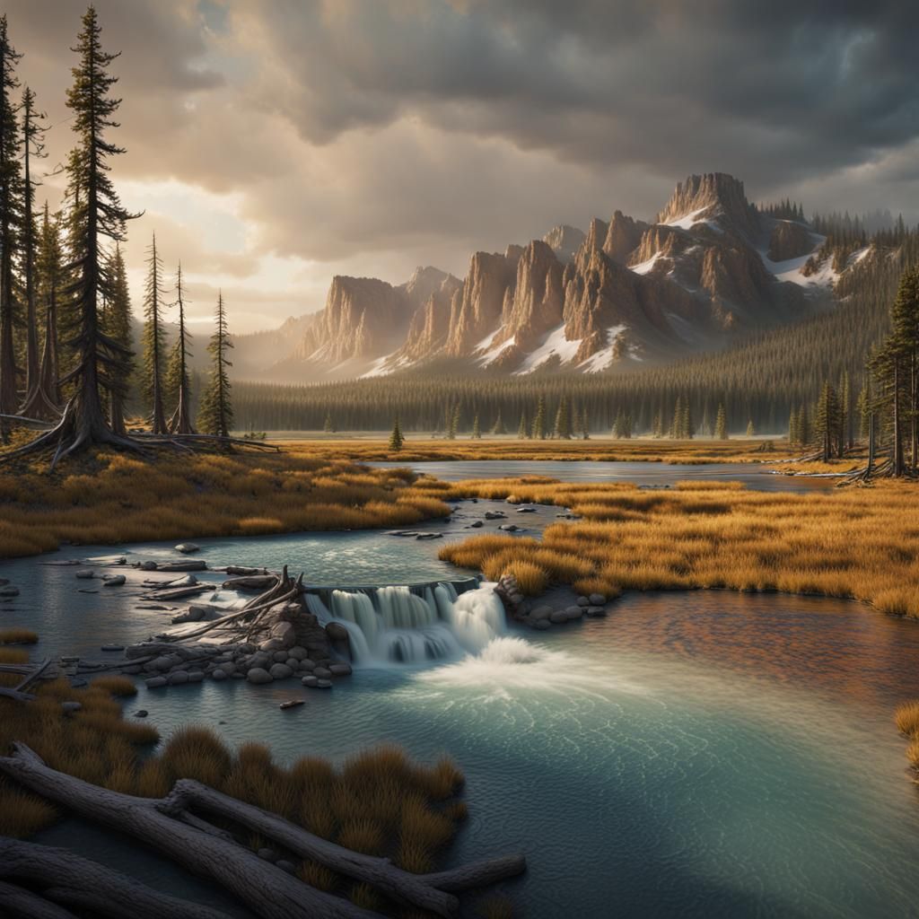 Yellowstone National Park in Detailed Matte Painting