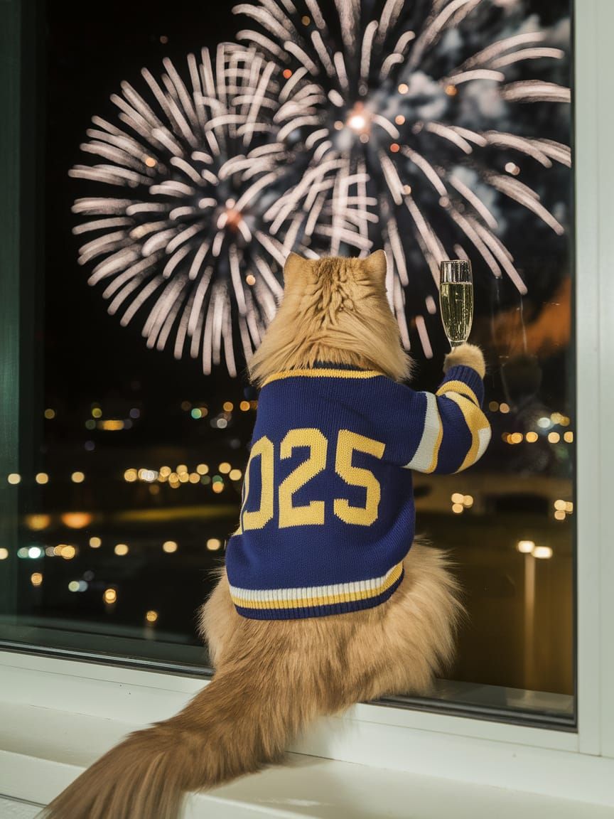 Cheerful Meerkat Toasts to 2025 in Style