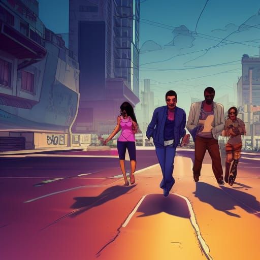 Vice City Cover Art in Celshading Style