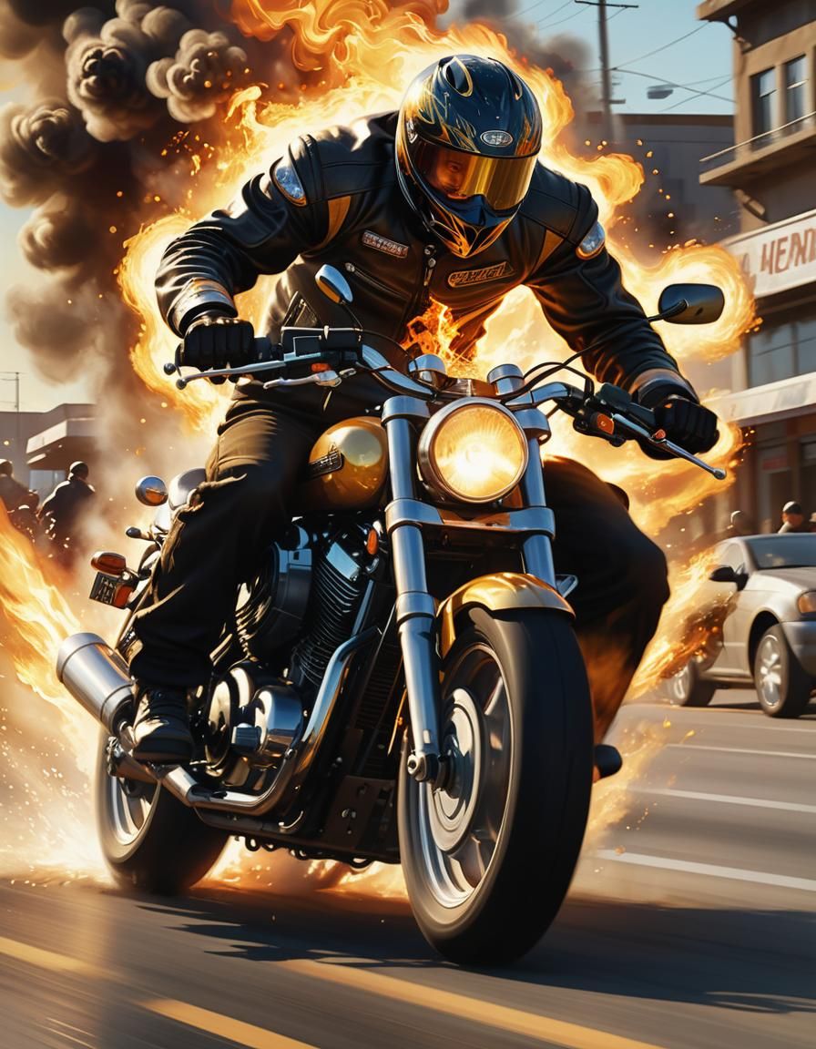 Motorcycle Engine Roaring on Highway in Urban Realism