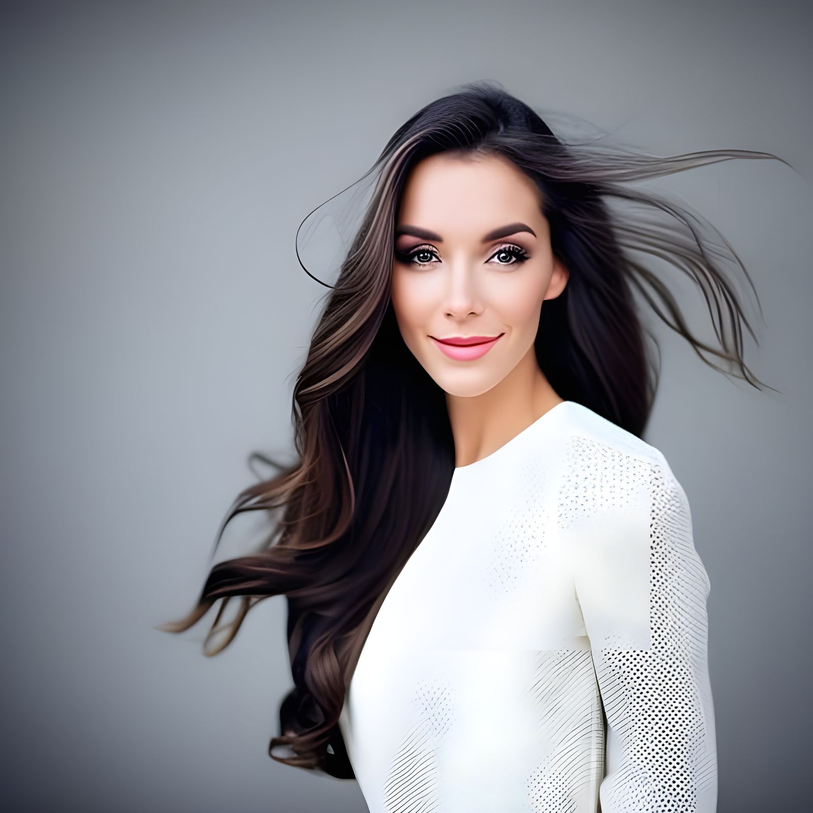 Smiling Woman Portrait with Floral Painting