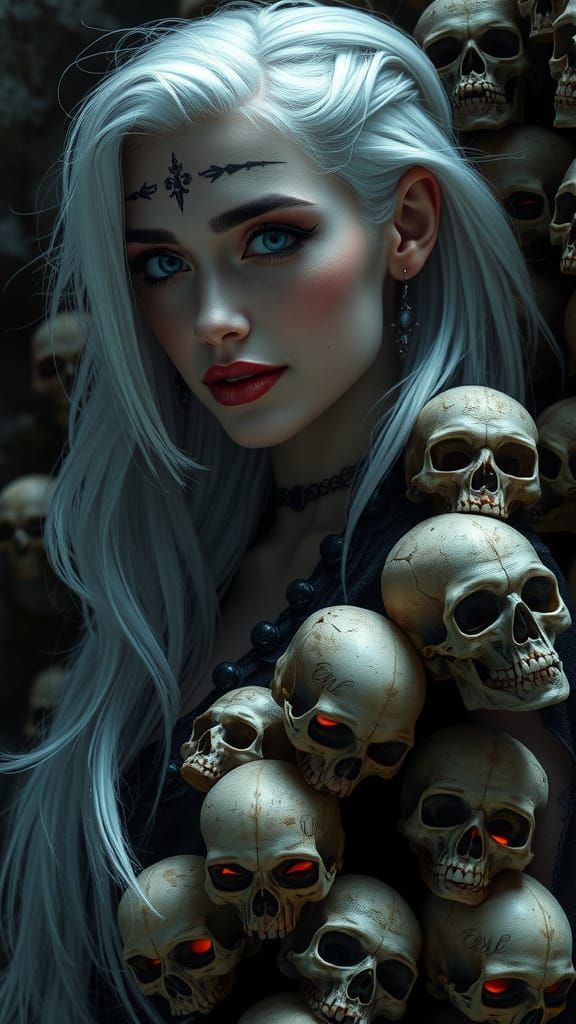 Mysterious Vampire Siren in Dark, Gothic Realm