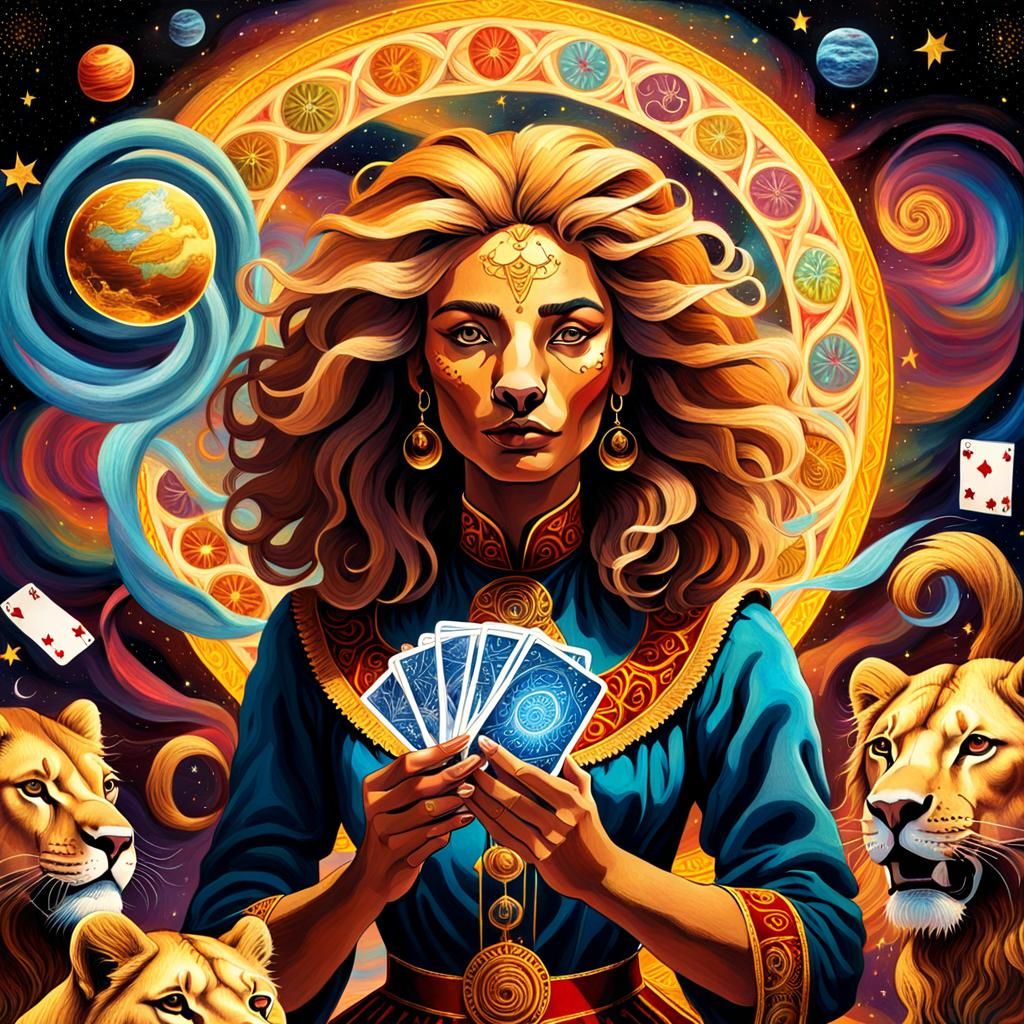 Surreal Lion Tamer Tarot Card Portrait