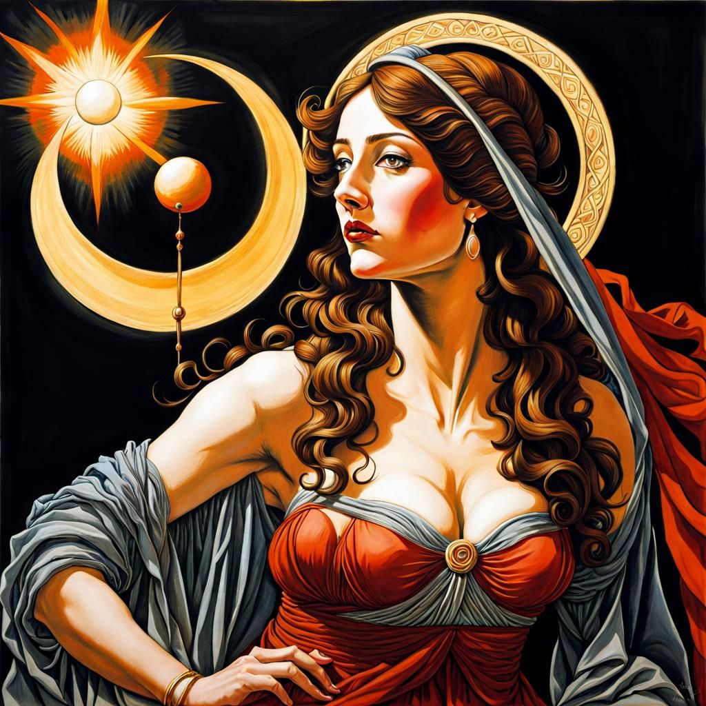 Mystical Figure Reaching for Destiny: A Renaissance-Inspired...