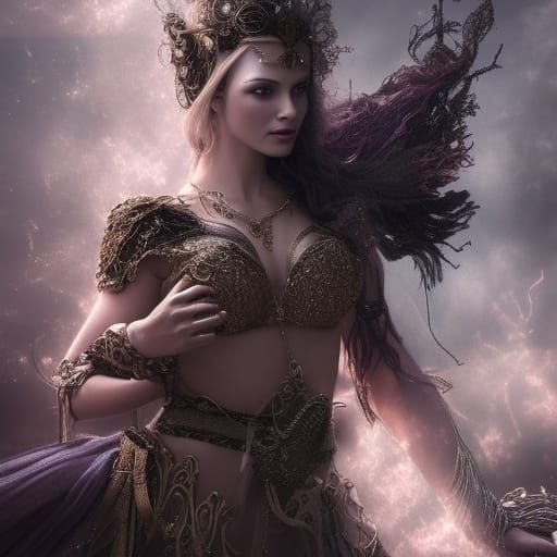 Sensual Enchantress in a Dramatic Digital Painting