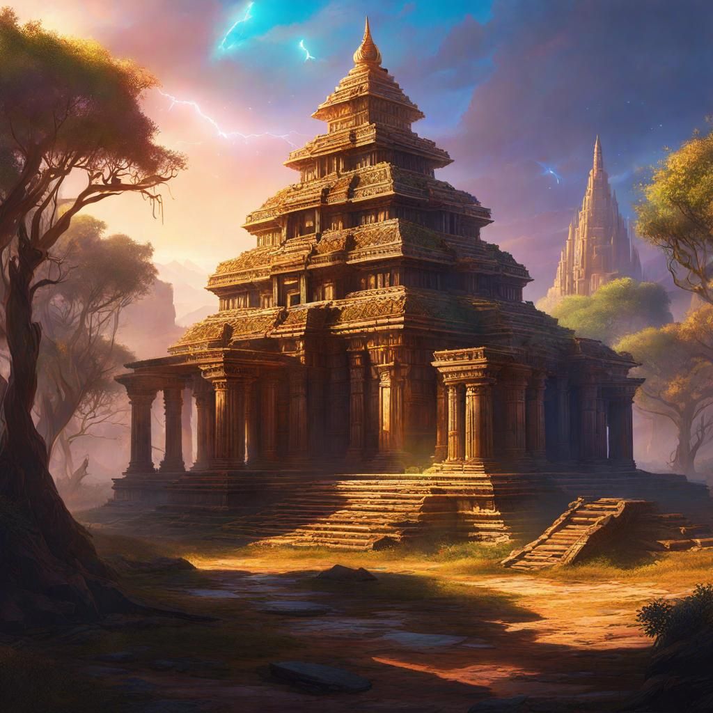 Magical Temple Ruins in a Deserted Plain