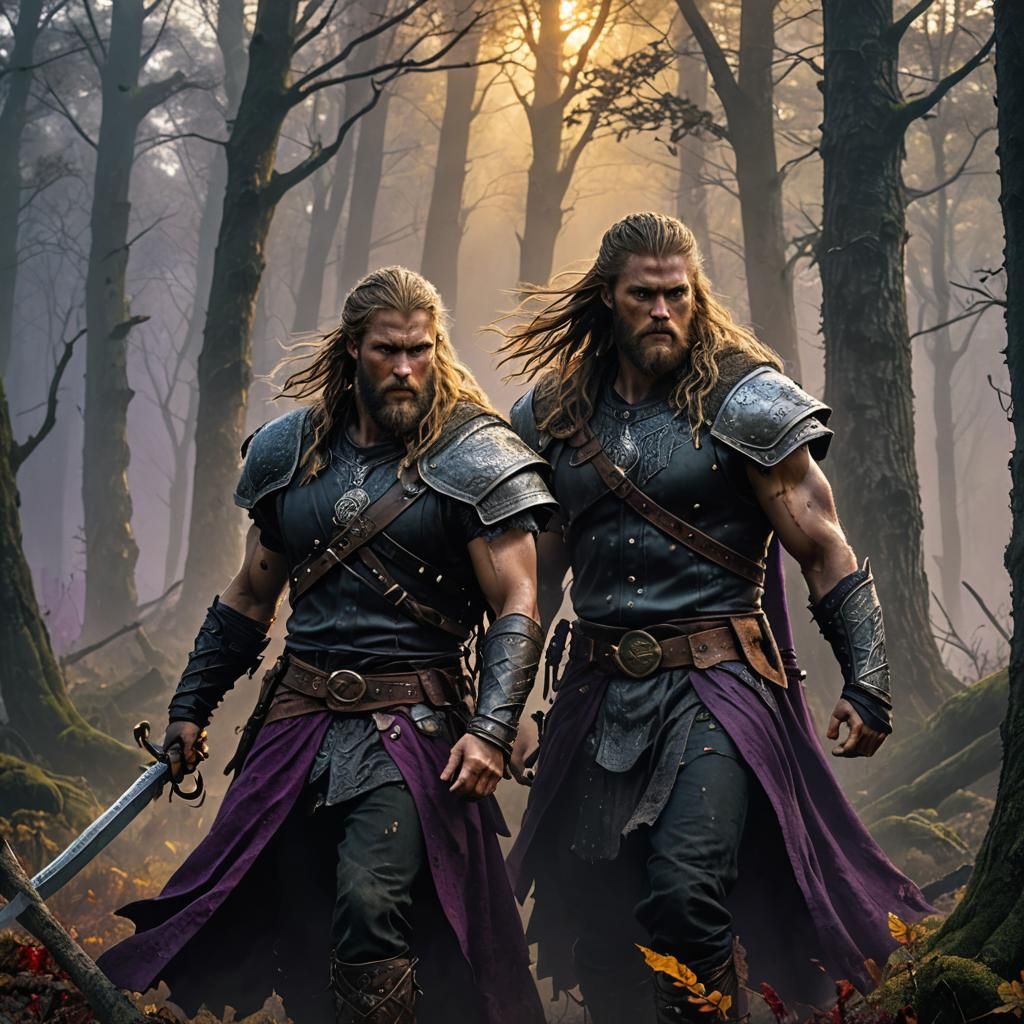 Wounded Viking Warrior in Mystical Forest