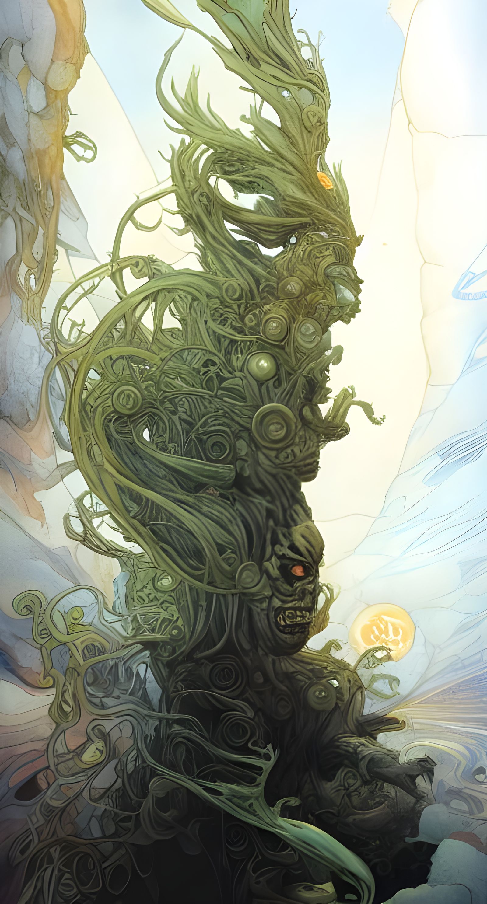 Mayan God's Futuristic Chariot: Detailed Digital Art