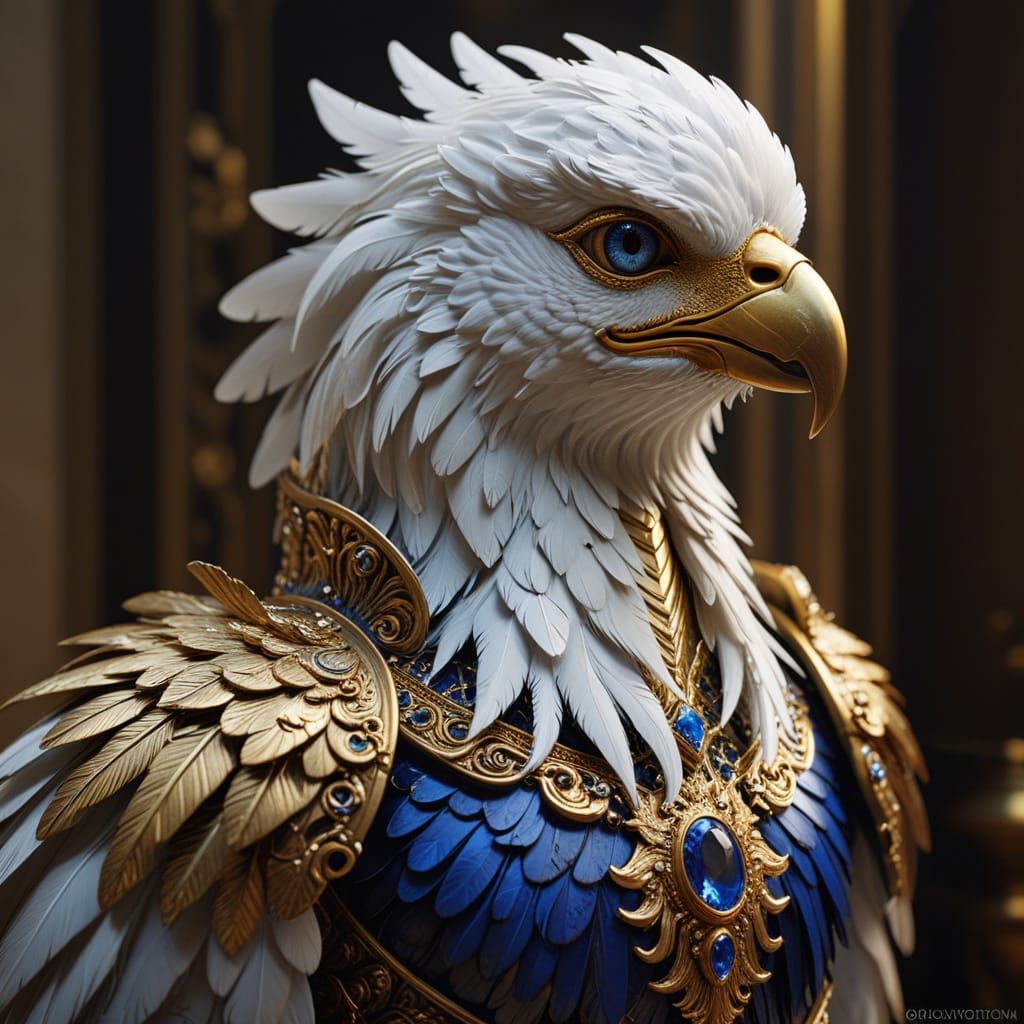 Griffin in Gold Breastplate: Baroque Fantasy Portrait