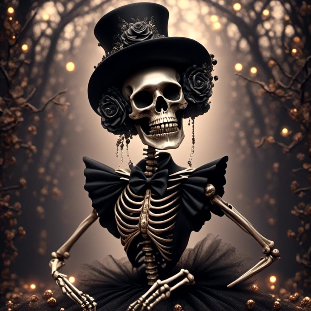 Skeletons Dancing Danse Macabre in 1950s Ballroom