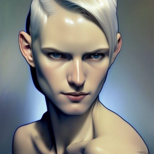 Aristocratic Blond Youth Portrait in Art Nouveau Style