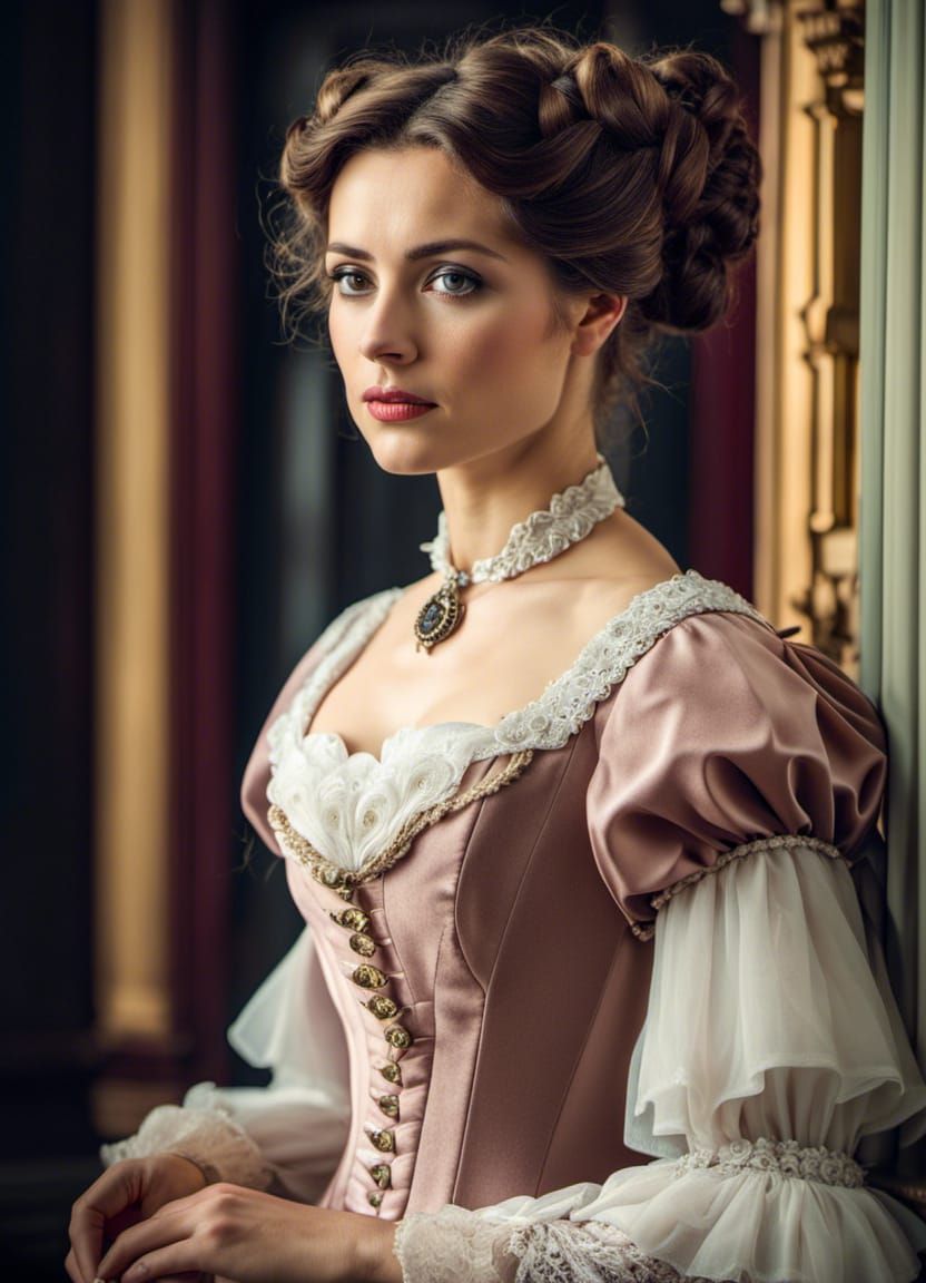 Victorian Woman Portrait in Mansion Setting