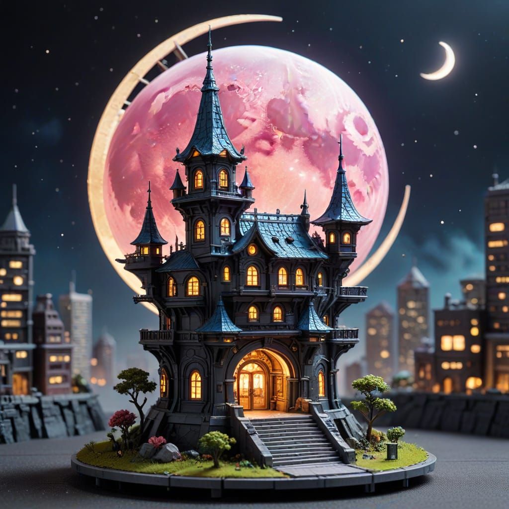 "urban miniature chibi Moon megastructure"