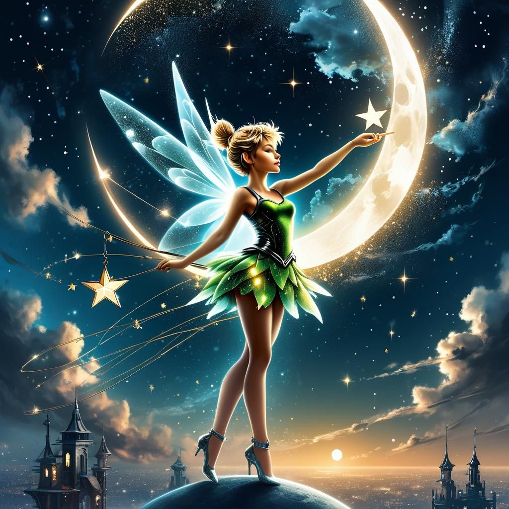 Tinkerbell in Sci-Fi Dreamworld: Digital Illustration