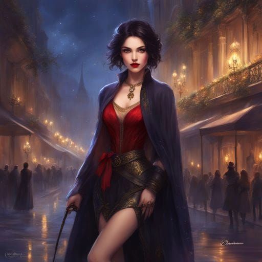 Beautiful Gothic Girl in Paris at Night