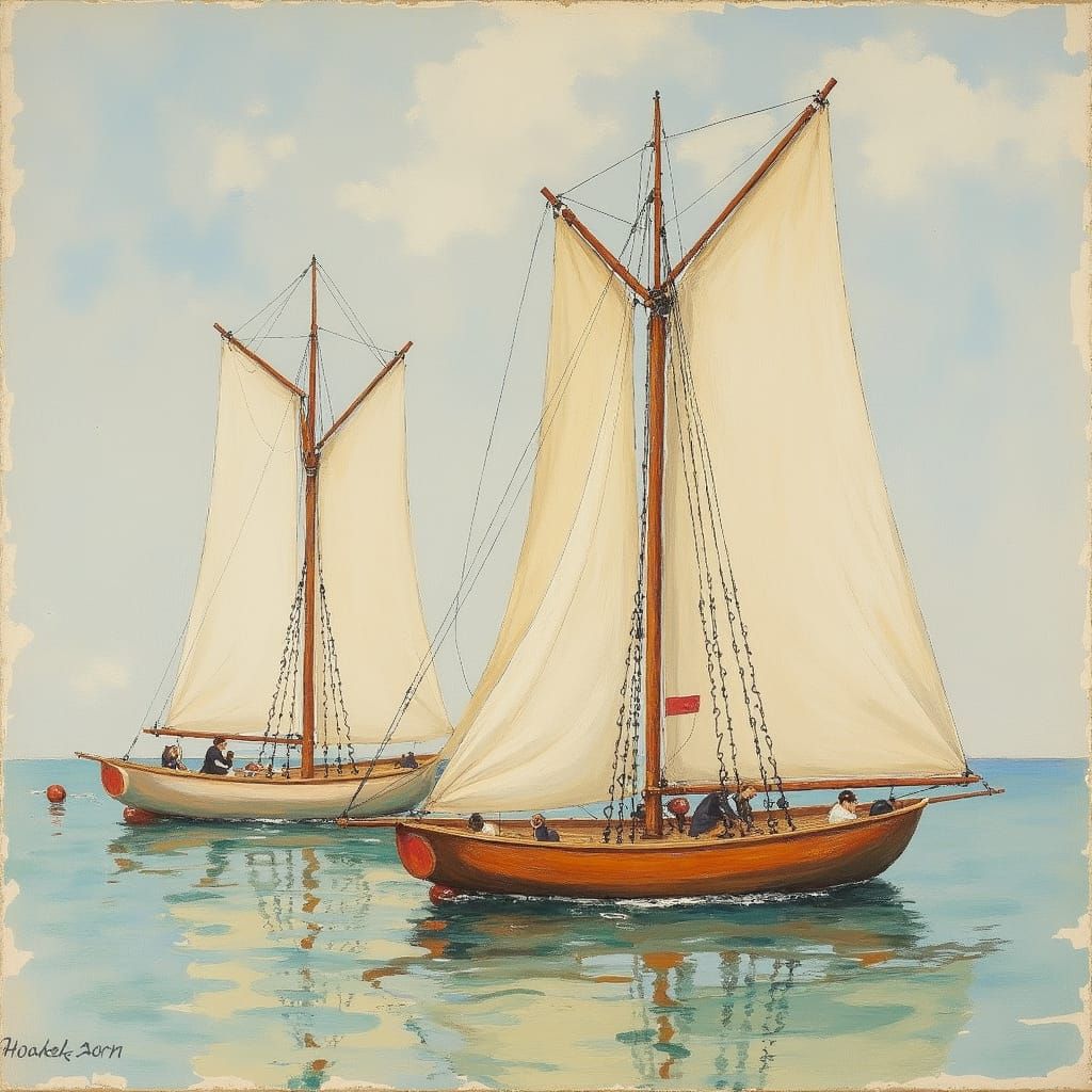 Impressionist Sailing Boats on Calm Water