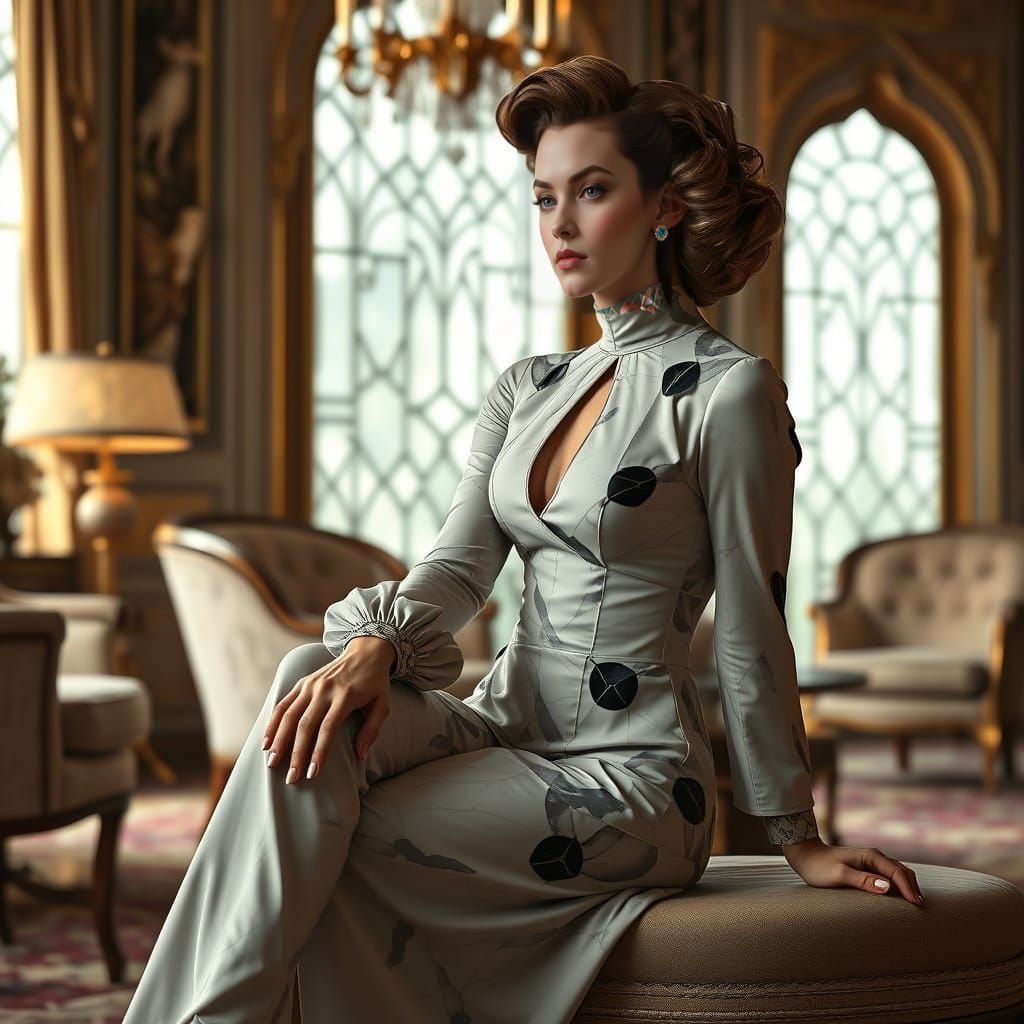 Crystal Marble Dress in Art Nouveau Style