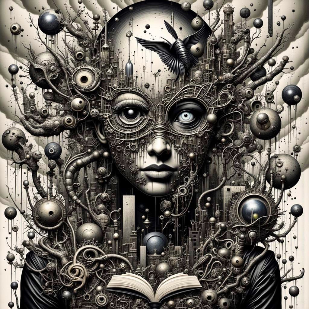 Surrealist Dystopian Abstraction in Black and White