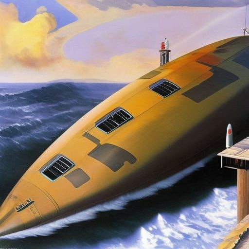 Ancient Greek Nuclear Submarine Underwater View