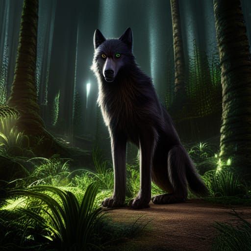 Enchanted Forest: Brown Werewolf with Green Eyes
