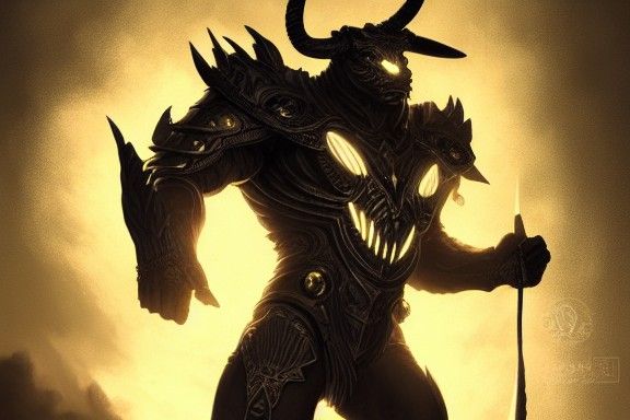 Powerful Minotaur God in Intricate Armor