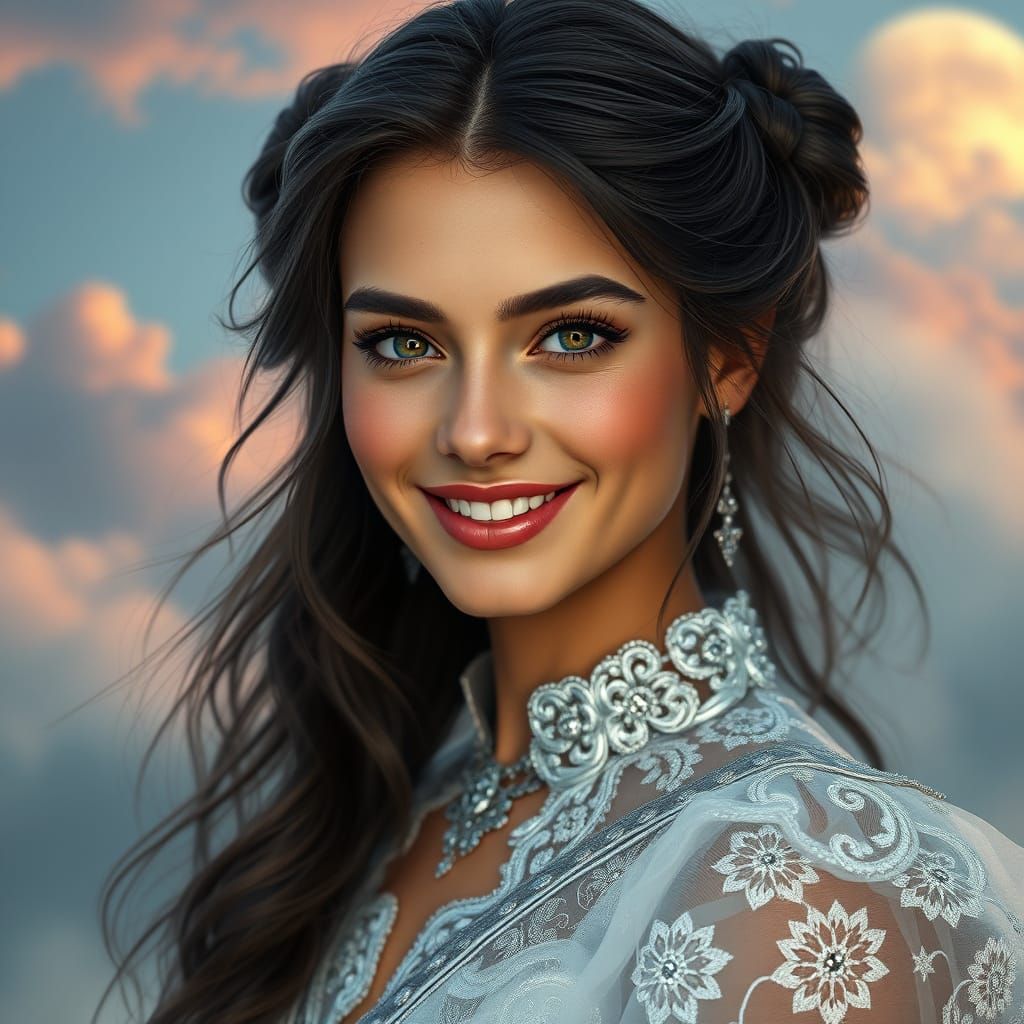 European Beauty in Whimsical Gown