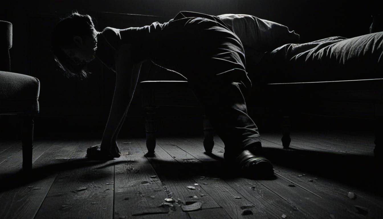 Furious Woman Dominates Dark, Gritty Room