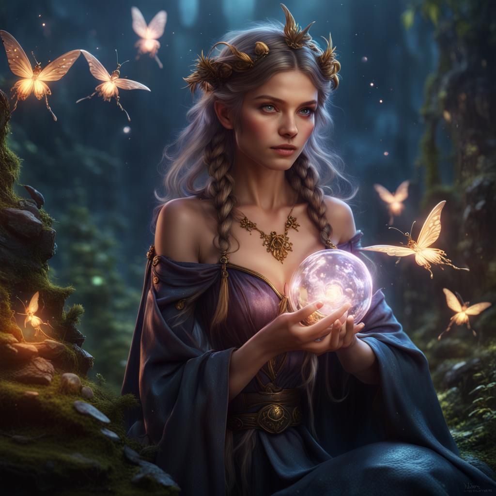 Sorceress Creates Fairies: Fantasy Concept Art