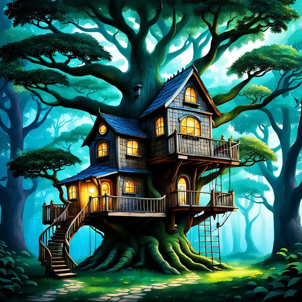 Enchanting Treehouse Hideaway in a Magical Forest