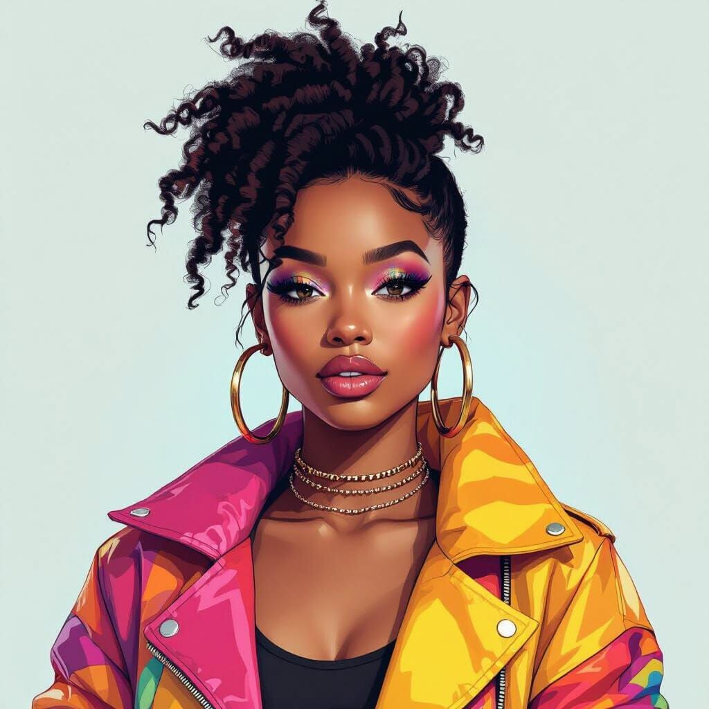 Confident Black Woman with Futuristic Style