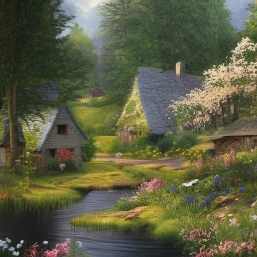 Medieval Village in Golden Aspen Forest