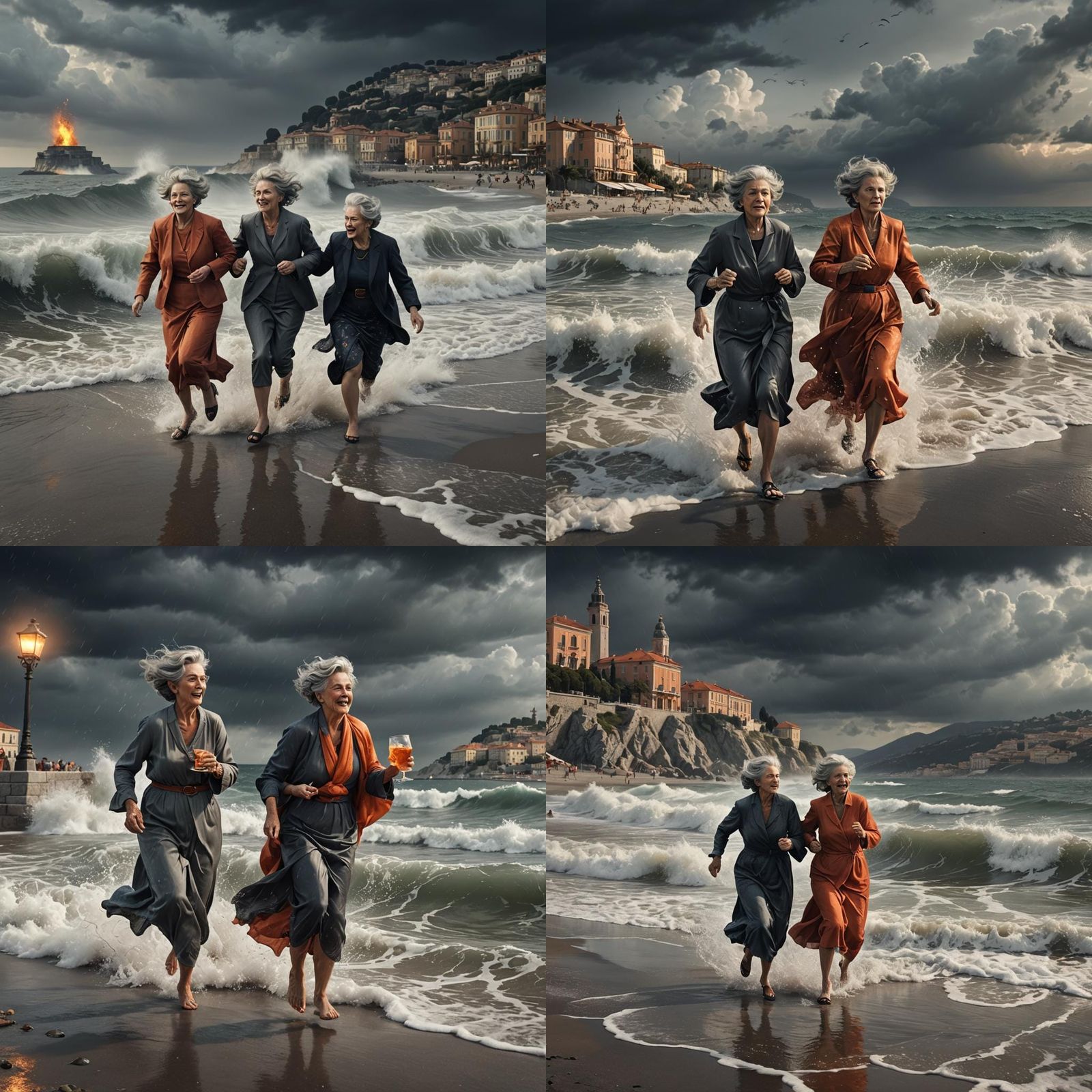 Stormy Beach Run: Two Women and Aperol Spritz